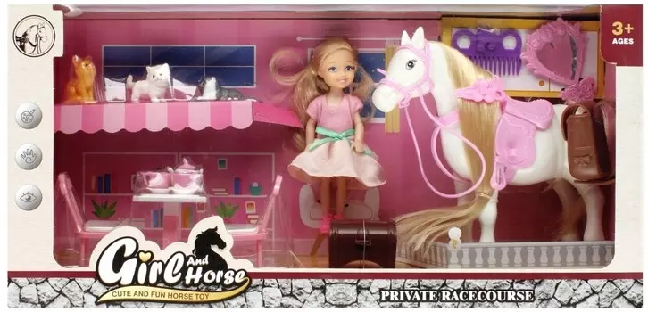 Mega Creative, Лошадь плюс аксессуары плюс кукла 14 см, 498763