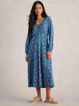 Меган цветочный органический хлопок платье White Stuff, синий/разноцветный