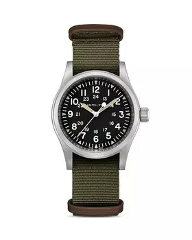 Механические полевые часы Hamilton цвета хаки, 38 мм, мультиколор