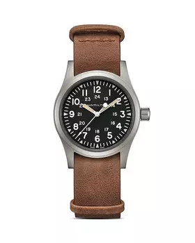 Механические полевые часы Hamilton цвета хаки, 38 мм, мультиколор