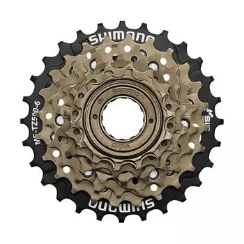 Механизм свободного хода Shimano MF-TZ500 6 v. 14-28 14/16/18/21/24/28, зелено-серый / золотой / золотой