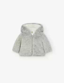 Меховая куртка для мальчика с капюшоном и молнией Losan, серый