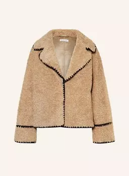 Меховая куртка тедди MRS & HUGS, кэмел/черный