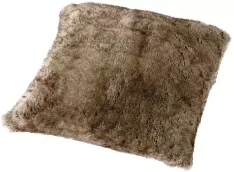 Меховая подушка Gzze "Волчий мех", чехол на подушку с перьями, 1 шт 50х50 см, серый/коричневый