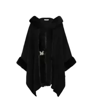 Меховая шапка с брошью Blugirl, черный