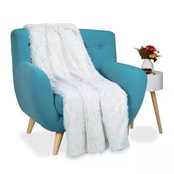 Меховое одеяло Relaxdays из искусственного меха белого цвета