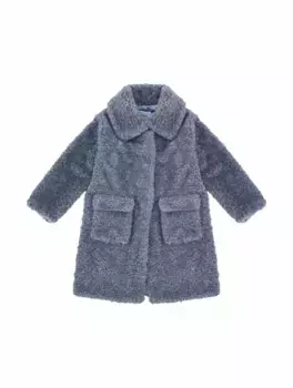 Меховое пальто Monnalisa, тёмно-синий