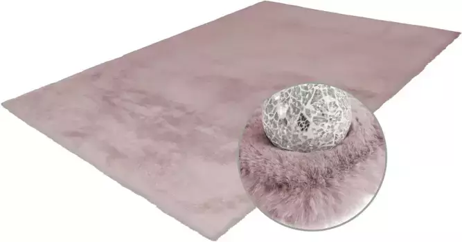 Меховой ковер Arte Espina "Rabbit 100", прямоугольный, искусственный мех, ощущение меха кролика, очень мягкий, с глубоким ворсом 180х280 см, розовый
