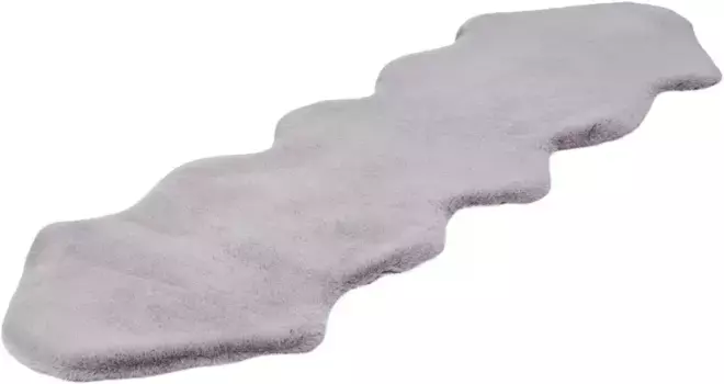 Меховой ковер Arte Espina "Rabbit 300", в форме меха, искусственный мех, ощущение кроличьего меха, очень мягкий, идеально подходит в качестве коврика для кровати 60х180 см, серый