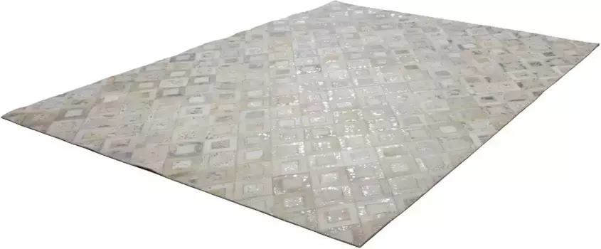 Меховой ковер Calo-Deluxe "Scarllet 110", прямоугольный, натуральная яловая кожа, для гостиной 120х170 см, цвет silberfarben/grau