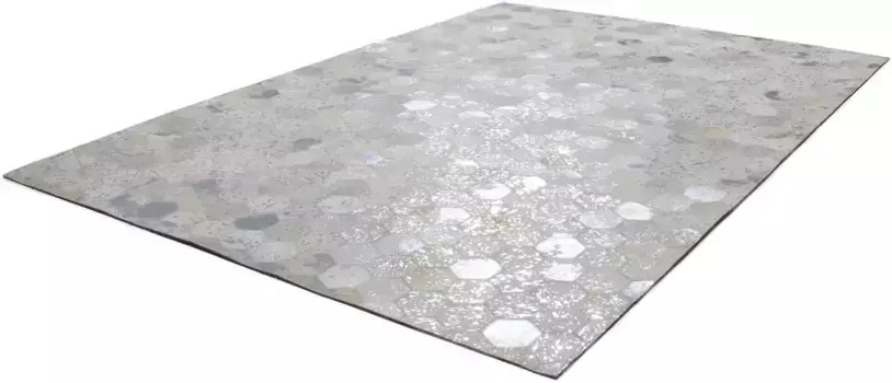 Меховой ковер Calo-Deluxe "Scarllet 210", прямоугольный, натуральная яловая кожа, для гостиной 80х150 см, цвет silberfarben/grau