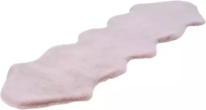 Меховой ковер Calo-Deluxe "Vosges 300", в форме меха, искусственный мех, глубокий ворс, ручная прошивка, гостиная, спальня 60х180 см, розовый