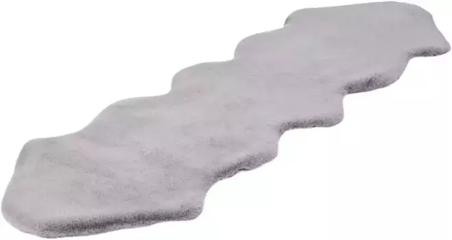 Меховой ковер Calo-Deluxe "Vosges 300", в форме меха, искусственный мех, глубокий ворс, ручная прошивка, гостиная, спальня 60х180 см, серый