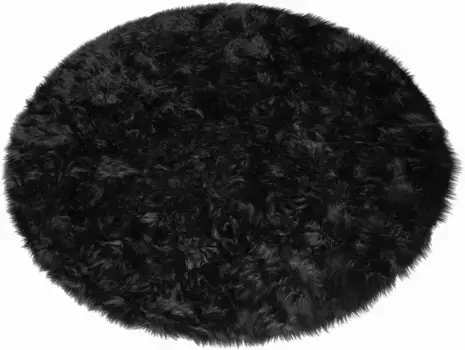 Меховой ковер для дома "Дена, ковры с высоким ворсом", круглый, искусственный мех, мягкий, однотонный, гостиная, спальня, столовая Home affaire 140 см, черный
