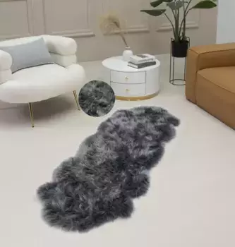 Меховой ковер для домашнего дела "Dena ковры, форма меха, можно стирать", в форме меха, искусственный мех, мягкий, однотонный, гостиная, спальня, столовая Home affaire 60х180 см, серый