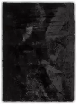 Меховой ковер для домашнего дела "Guidel", прямоугольный, искусственный мех, приятный ковер, однотонный, очень мягкий, для гостиной Home affaire 40х60 см, черный