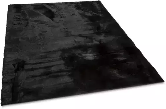Меховой ковер Джино Фальконе "Мягкий коврик Кьяра", прямоугольный, искусственный мех, ощущение кроличьего меха, особенно мягкий длинный ворс Gino Falcone 40х60 см, черный