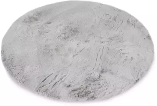 Меховой ковер Джино Фальконе "Мягкий коврик Кьяра", круглый, искусственный мех, ощущение кроличьего меха, особенно мягкий длинный ворс Gino Falcone 90 см, цвет silberfarben