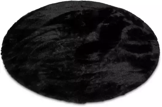 Меховой ковер Джино Фальконе "Мягкий коврик Кьяра", круглый, искусственный мех, ощущение кроличьего меха, особенно мягкий длинный ворс Gino Falcone 40 см, черный