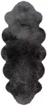 Меховой ковер Heitmann Felle "двойная овчина", в форме меха, натуральный австралийский. Кожа ягненка, также подходит в качестве коврика для кровати 62х175 см, цвет anthrazit