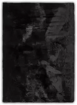 Меховой ковер Leonique "Clement", прямоугольный, искусственный мех, однотонный, мягкий и уютный, для гостиной, спальни 160х230 см, черный