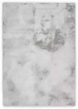 Меховой ковер Leonique "Clement", прямоугольный, искусственный мех, однотонный, мягкий и уютный, для гостиной, спальни 60х135 см, серый