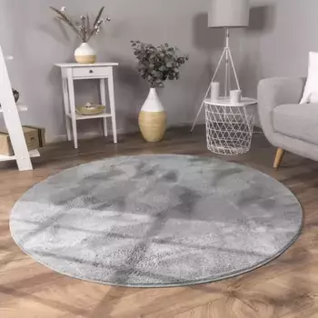 Меховой ковер Paco Home "Faux Fur Soft 380", круглый, приятный ковер с длинным ворсом, особенно мягкий, однотонный 120 см, цвет anthrazit