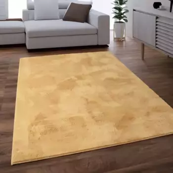 Меховой ковер Paco Home "Faux Fur Soft 380", прямоугольный, приятный ковер с длинным ворсом, особенно мягкий, однотонный 140х200 см, цвет gelb