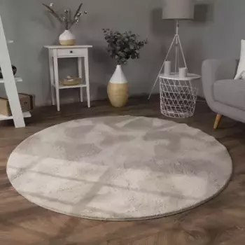 Меховой ковер Paco Home "Faux Fur Soft 380", круглый, приятный ковер с длинным ворсом, особенно мягкий, однотонный 120 см, бежевый