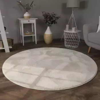 Меховой ковер Paco Home "Faux Fur Soft 380", круглый, приятный ковер с длинным ворсом, особенно мягкий, однотонный 100 см, цвет cream