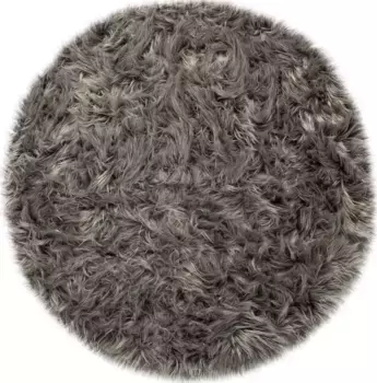 Меховой ковер Paco Home "Playa 960", круглый, искусственный мех, имитация флокати, глубокий ворс, мягкий и пушистый, однотонные цвета 45 см, цвет anthrazit