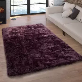 Меховой ковер Paco Home "Playa 960", прямоугольный, искусственный мех, имитация флокати, глубокий ворс, мягкий и пушистый, однотонные цвета 60х100 см, цвет lila