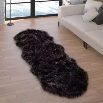Меховой ковер Paco Home "Playa 960", в форме меха, искусственный мех, имитация флокати, глубокий ворс, мягкий и пушистый, однотонные цвета 55х80 см, черный