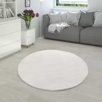 Меховой ковер Paco Home "Rabbit 780", круглый, искусственный мех, ощущение кроличьего меха, настоящий приятный ковер, однотонные цвета 120 см, цвет cream
