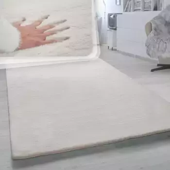 Меховой ковер Paco Home "Rabbit 780", прямоугольный, искусственный мех, ощущение кроличьего меха, настоящий приятный ковер, однотонные цвета 80х150 см, цвет cream