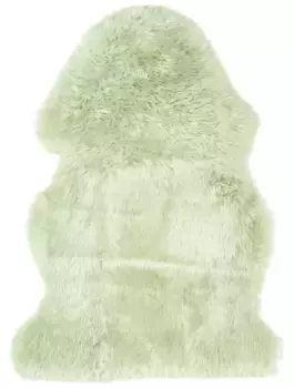 Меховой ковер THEKO "Shaun", в форме меха, из натуральной овчины, идеально подходит для гостиной и спальни 68х100 см, зеленый