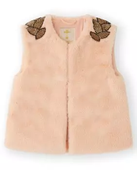 Меховой жилет для девочки с декоративными аппликациями Canada House, розовый