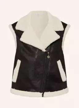 Меховой жилет prix тедди под кожу Elsy, черный