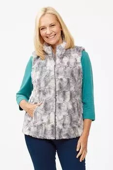 Меховой жилет с геометрией Tigi, серый