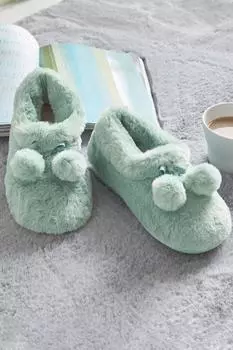 Меховые тапочки-ботинки Cotton Traders, зеленый