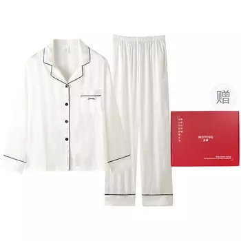 MEITENG Пижамный комплект весна-осень женский белый