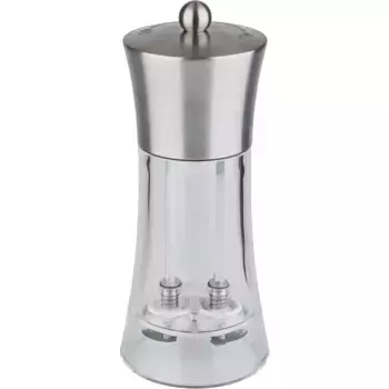 Мельница для соли и перца APS, (1 шт.), 2-в-1, регулируемый уровень помола, нержавеющая сталь/акриловое стекло, цвет edelstahlfarben/transparent