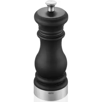 Мельница для соли и перца GEFU «FLAVIO», керамическая мельница с плавной регулировкой, цвет edelstahlfarben/schwarz, 6 cm x 17 cm
