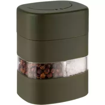 Мельница для специй APS «Соль и 2 в 1. Мельница для перца", (1 шт.), высота ок. 8 см, цвет oliv, transparent