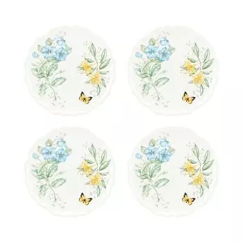 Меламиновые обеденные тарелки Lenox Butterfly Meadow, набор из 4 шт, белый