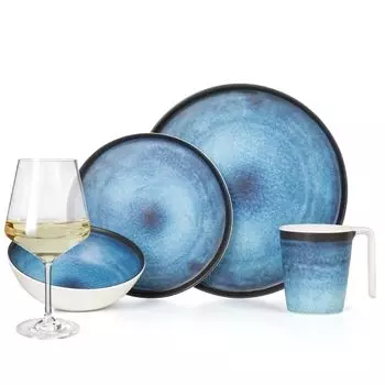 Меламиновый набор посуды для кемпинга, 4 человека, глубокий океан + 4 миланских бокала для белого вина, посуда, посуда для пикника, барбекю Moritz