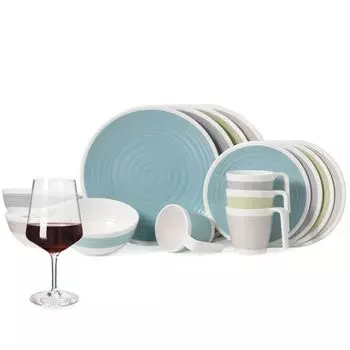 Меламиновый набор посуды для кемпинга, 4 человека, гармония, 16 предметов + миланские бокалы, бокалы для красного вина, посуда, посуда для пикника, барбекю Moritz