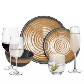 Меламиновый набор посуды для кемпинга, 4 человека, каменное карри + 16 стаканов Tiamo, бокалы для воды, бокалы для вина, бокалы для шампанского, флейты, посуда, посуда для пикника, барбекю Moritz
