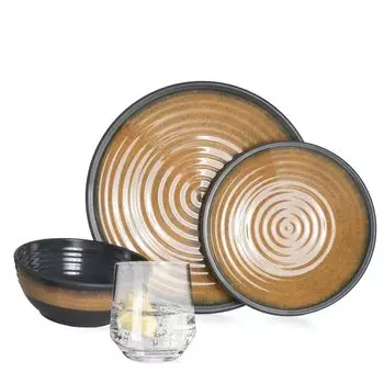 Меламиновый набор посуды для кемпинга, 4 человека, каменное карри + 4 миланских стакана, стаканы для воды, посуда, посуда для пикника, барбекю Moritz