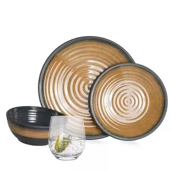 Меламиновый набор посуды для кемпинга, 4 человека, каменное карри + 4 стакана Tiamo, стаканы для воды, посуда, посуда для пикника, барбекю Moritz